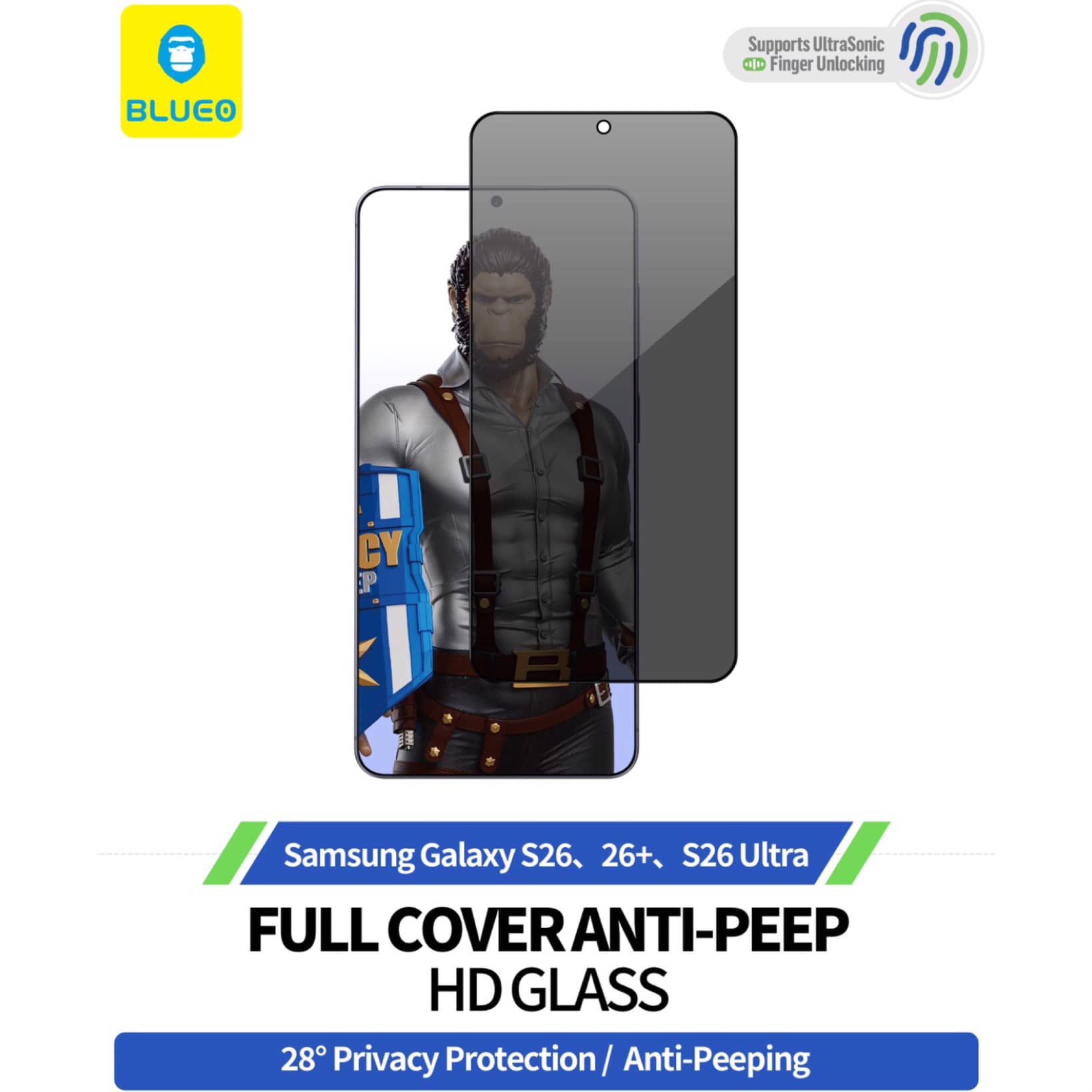 گلس ، محافظ صفحه بلو پرایوسی Blueo HD Anti-Peep Privacy Glass Samsung